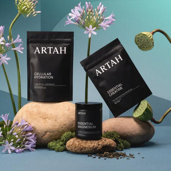 ARTAH wellness supplements including hydration, magnesium and synbiotic formulas for targeted support.