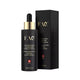 Black serum bottle with dropper and packaging on a white background