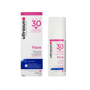 White Ultrasun Face SPF 30 50ml bottle with white box