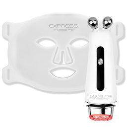 White facial mask device with LED lights on a white background