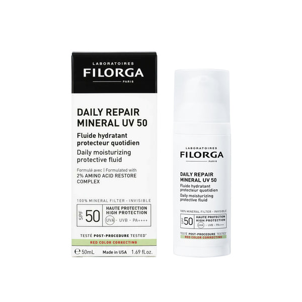 Filorga Daily Repair Mineral UV 50 skincare product packaging on a white background
