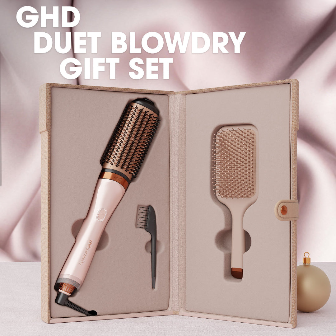 ghd Duet Blowdry Hair Dryer Brush Festive Gift Set in Cashmere Beige (worth £486.50)