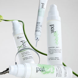 Set of Pai skincare products on a neutral background