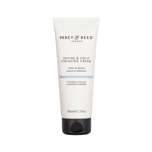 Percy Reed London Define & Hold Finishing Cream in a white squeeze tube with a black cap, shown on a plain white background.