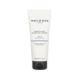 Percy & Reed London Smoothing Blow Dry Cream in a white squeeze tube with a black flip-top cap, shown on a plain white background.