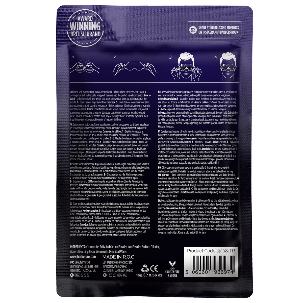 BARBER PRO Warming Eye Masks (Box of 5)