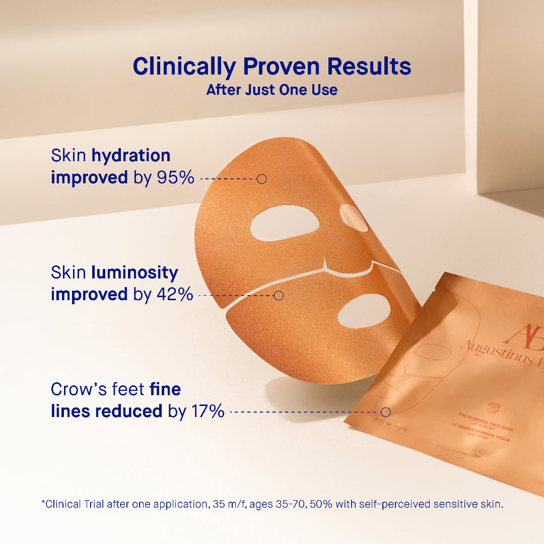 Skincare mask with clinical benefits on a neutral background