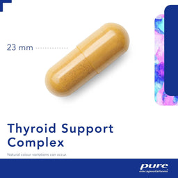 Thyroid support complex capsule with 'pure encapsulations' branding on a white background
