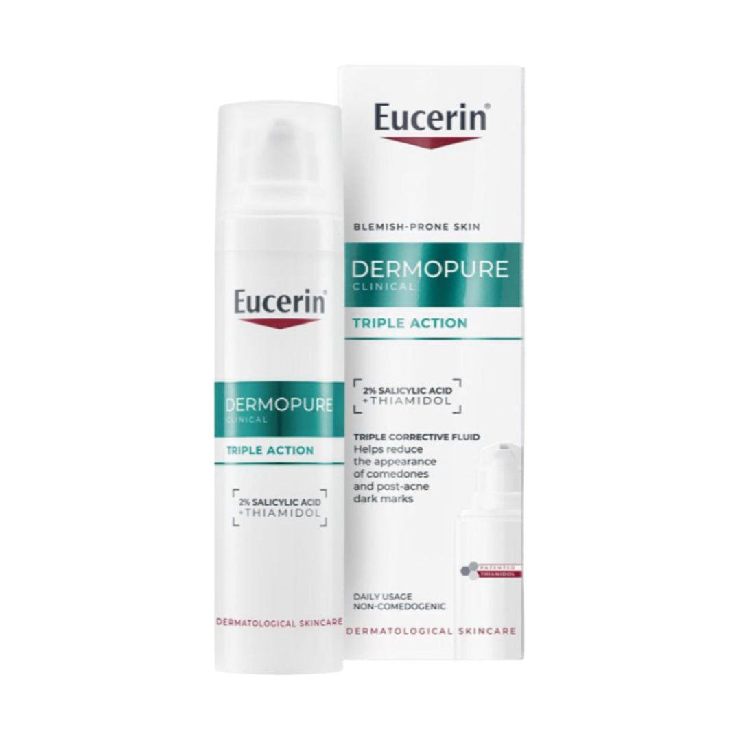 Eucerin Dermopure Triple Action skincare product on a white background