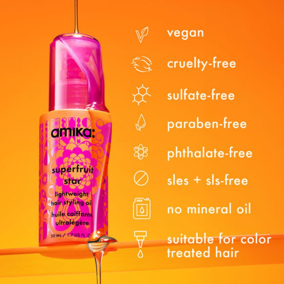 Amika Superfruit Star Lightweight Hair Styling Oil 50ml