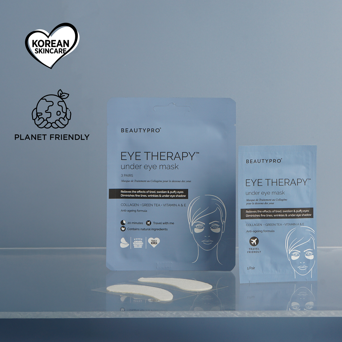 BEAUTYPRO Eye Therapy under eye mask packaging on a gray background