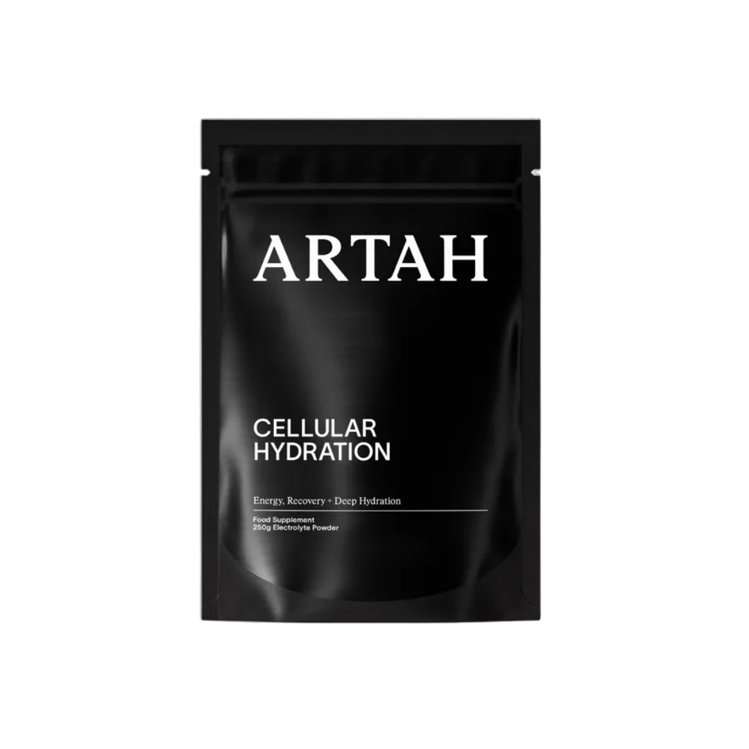 Black packaging of ARTAH Cellular Hydration on a white background