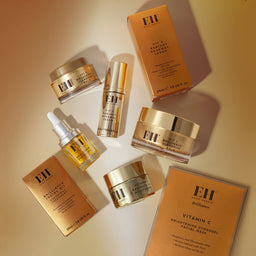 Full collection of Emma Hardie Vit C  products on a beige background