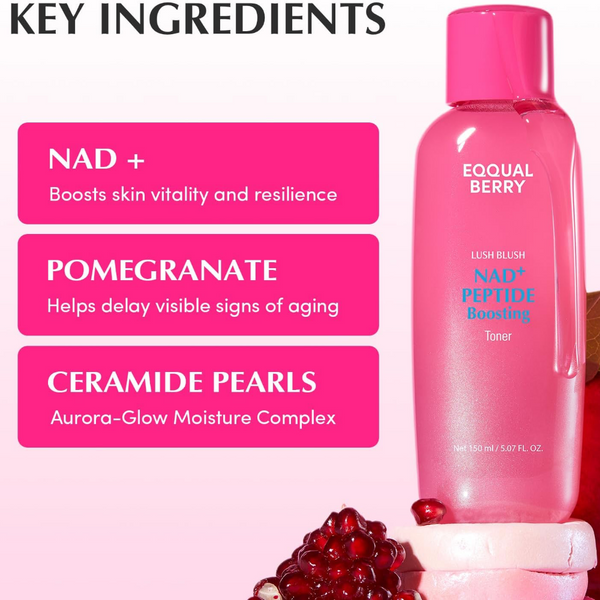 Eqqualberry Lush Blush NAD+ Peptide Boosting Toner 150ml