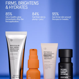 Allies of Skin skincare products with text on a blue background