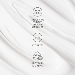 Text on a white background with icons and text about skincare benefits.