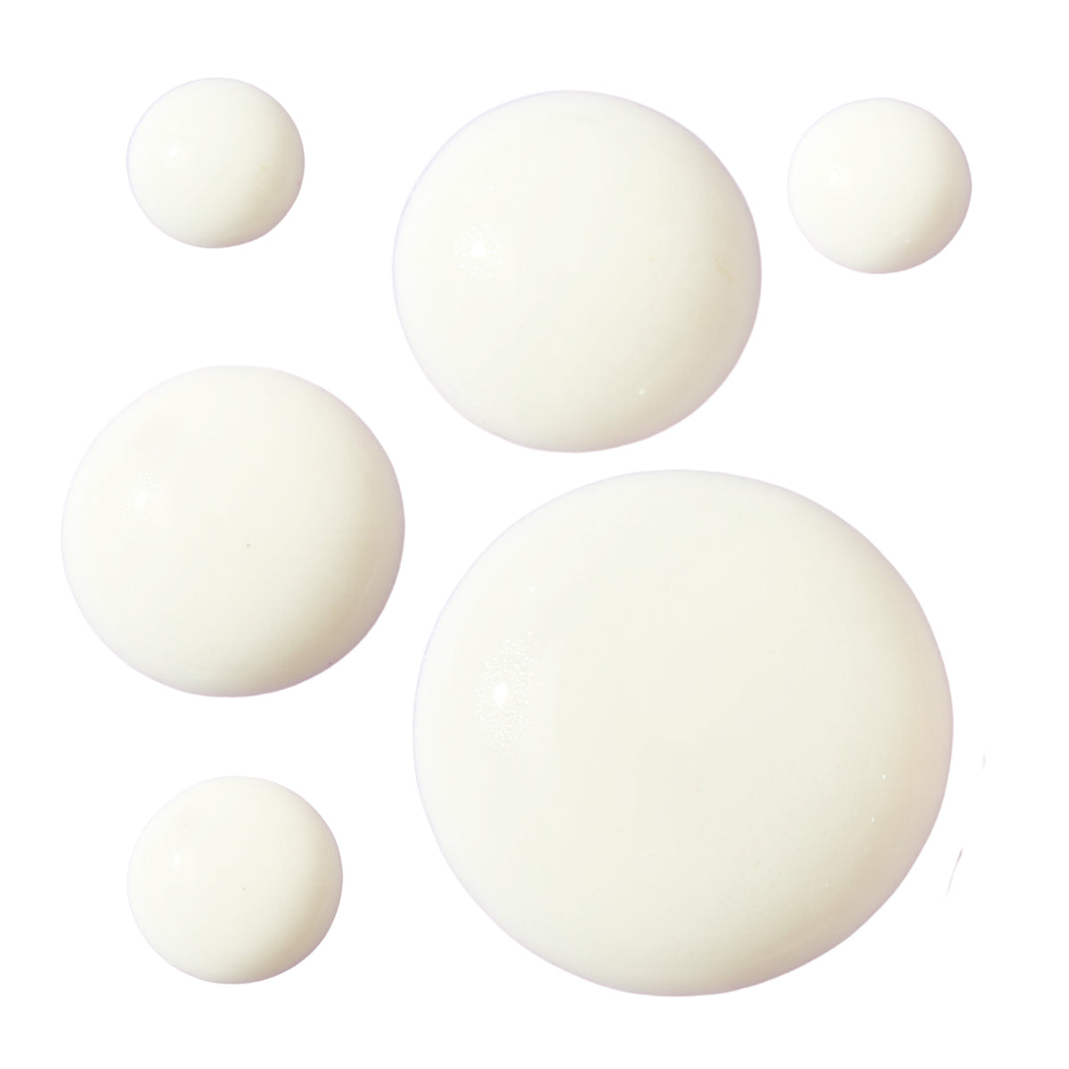 Set of six white ping pong balls on a white background