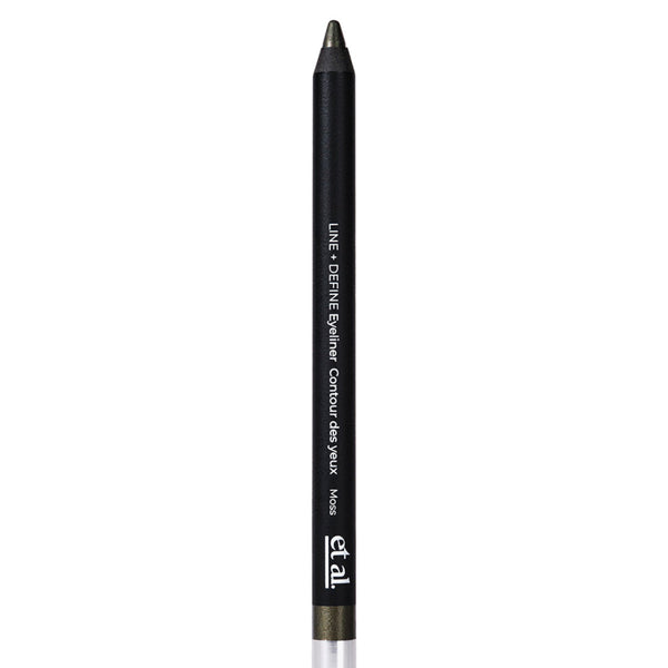 Eyeliner pencil with black casing and silver tip on a white background