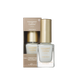 A bottle of Margaret Dabbs London Pure Nails nail strengthening treatment with a metallic gold cap, shown next to its matching gold and white cardboard packaging box on a plain white background.