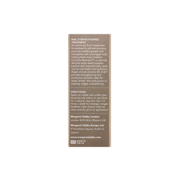 Nail strengthening treatment packaging with text on a white background