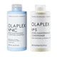 Olaplex shampoo and conditioner bottles on a white background
