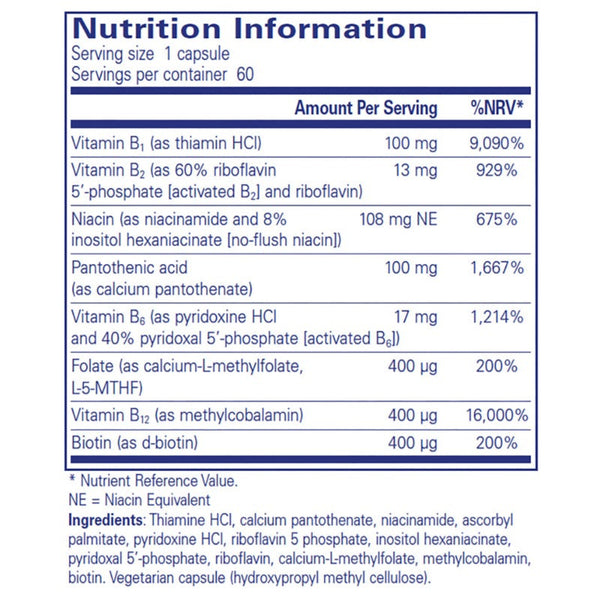 Nutrition information label for a supplement capsule with detailed vitamin and mineral content.