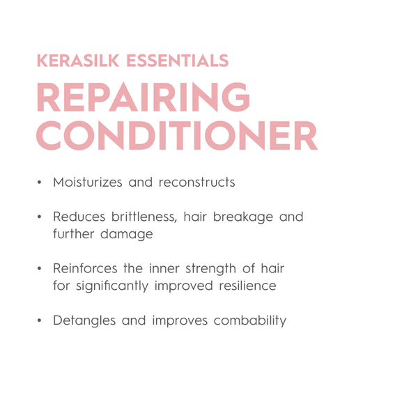 Kerasilk Essentials repairing conditioner description on a white background