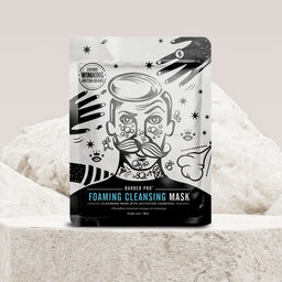 Barber Pro foaming cleansing mask packaging on a white background