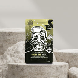 Barber Pro under eye mask packaging on a textured surface
