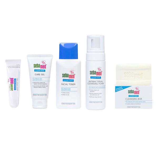 Set of skincare products from the brand 'Sebamed' on a white background