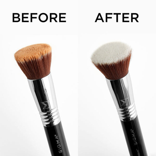 Two makeup brushes with 'Before' and 'After' labels on a white background