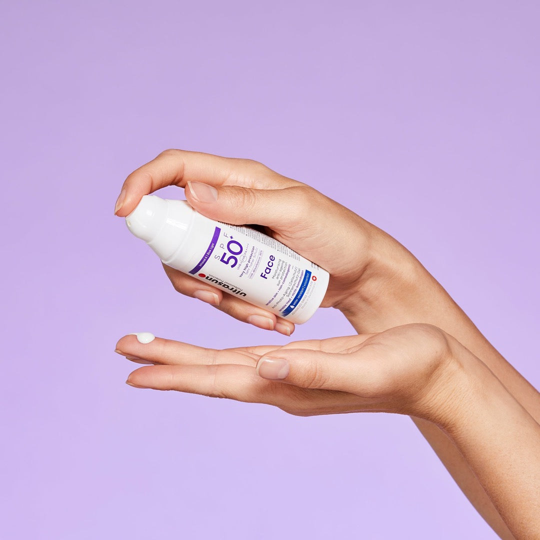 Ultrasun Face SPF 50+ 50ml being dispensed on to fingers