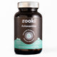 A bottle of Zooki Astaxanthin dietary supplement capsules. The product is in a dark amber brown bottle with a metallic silver cap and a dark brown label featuring a teal accent band and white text.