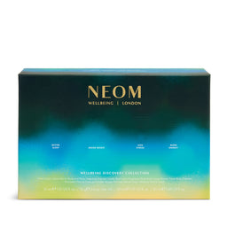 NEOM wellbeing collection box with gradient design on a white background