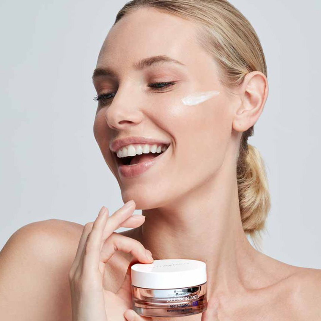 Model holding ALLSKIN MED GF Replenishing Cream