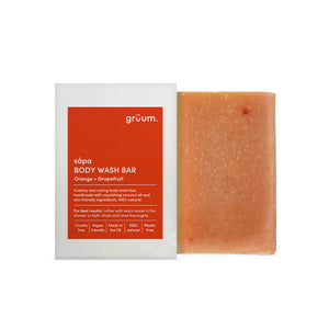 grüum såpa Zero Plastic Body Bar - Orange & Grapefruit (95g)