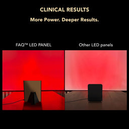 A promotional comparison graphic on a black background with the headline 'CLINICAL RESULTS More Power. Deeper Results.