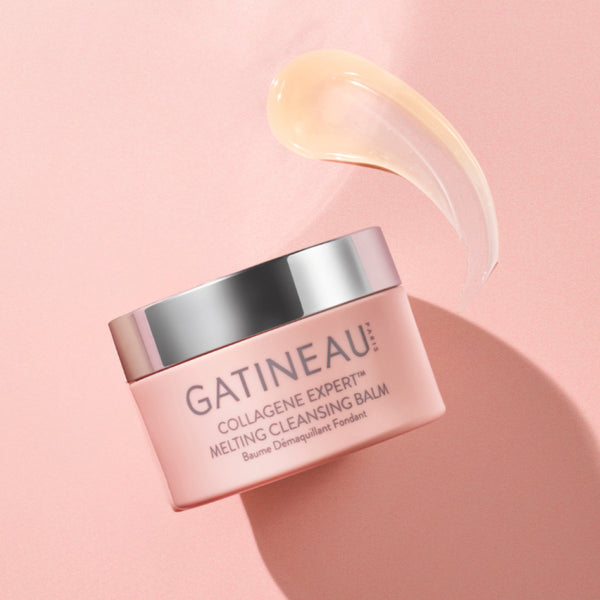 Gatineau Collagene Expert Melting Cleansing Balm on a pink background