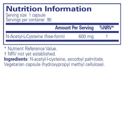 Pure Encapsulations NAC 600mg 90 Capsules