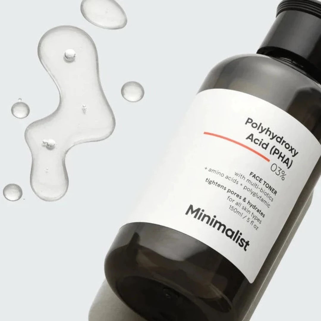Minimalist Polyhydroxy Acid (PHA) 03% Toner bottle and texture