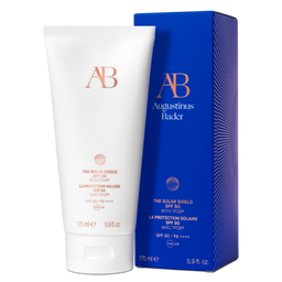 Augustinus Bader sunscreen tube and packaging on a white background