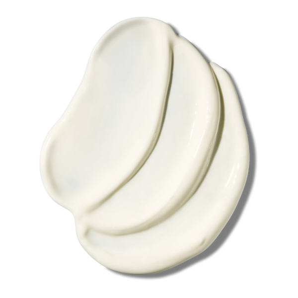 White cream swatch on a white background