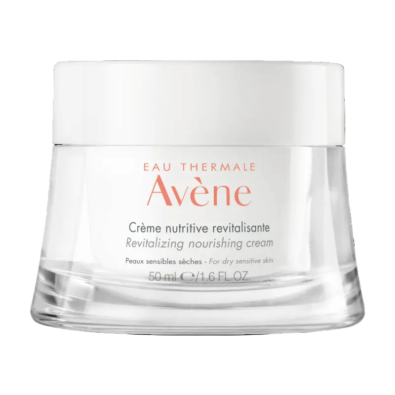 Avene revitalizing nourishing cream jar on a white background