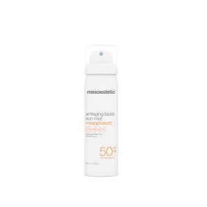mesoestetic Mesoprotech Antiaging Facial Sun Mist SPF 50+ spray device