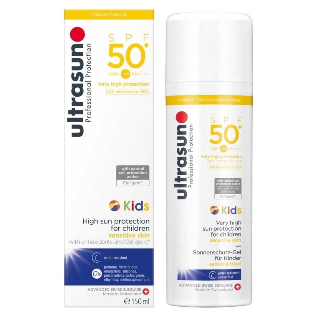 White Ultrasun Kids SPF 50+ bottle next white box