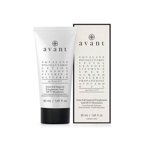 Avant Skincare Satin-Soft Imperial Polyglutamic Acid DUO Moisturiser and packaging