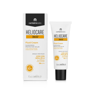 Heliocare 360 Fluid Cream SPF 50+ and packaging