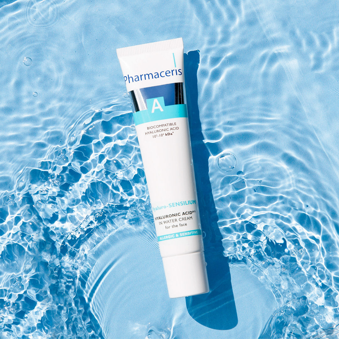 Pharmaceris A - Hyaluro-Sensilium Hyaluronic Acid Face Cream in a pool of water
