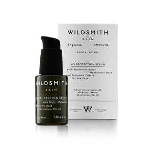 Dark green Wildsmith Skin 4D Protection Serum 30ml bottle next to white box