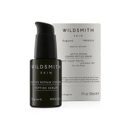 Dark green Wildsmith Skin Active Repair Copper Peptide Serum 30m next to white box